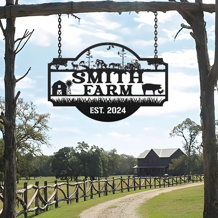 Custom Metal Farm Sign, Personalized Farmhouse Sign, Large Metal Sign, Ranch Sign, Farmhouse Metal Entrance Sign, Christmas farm sign