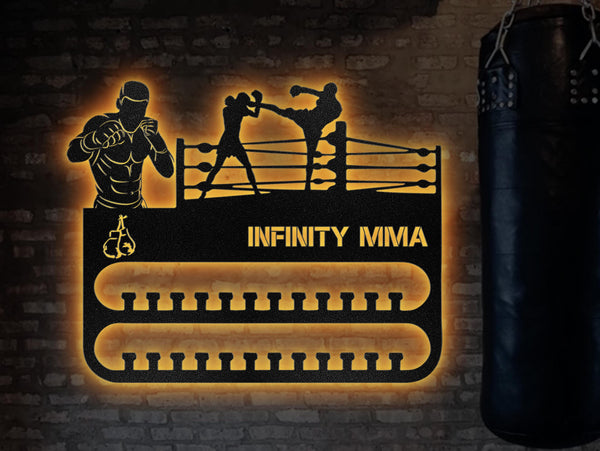 Custom Boxing Medal Hanger With Led Light Medal Holder Display Rack For Award And Ribbon Tiered Award Rack Boxer Christmas Birthday Xmas