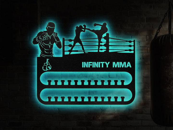 Custom Boxing Medal Hanger With Led Light Medal Holder Display Rack For Award And Ribbon Tiered Award Rack Boxer Christmas Birthday Xmas