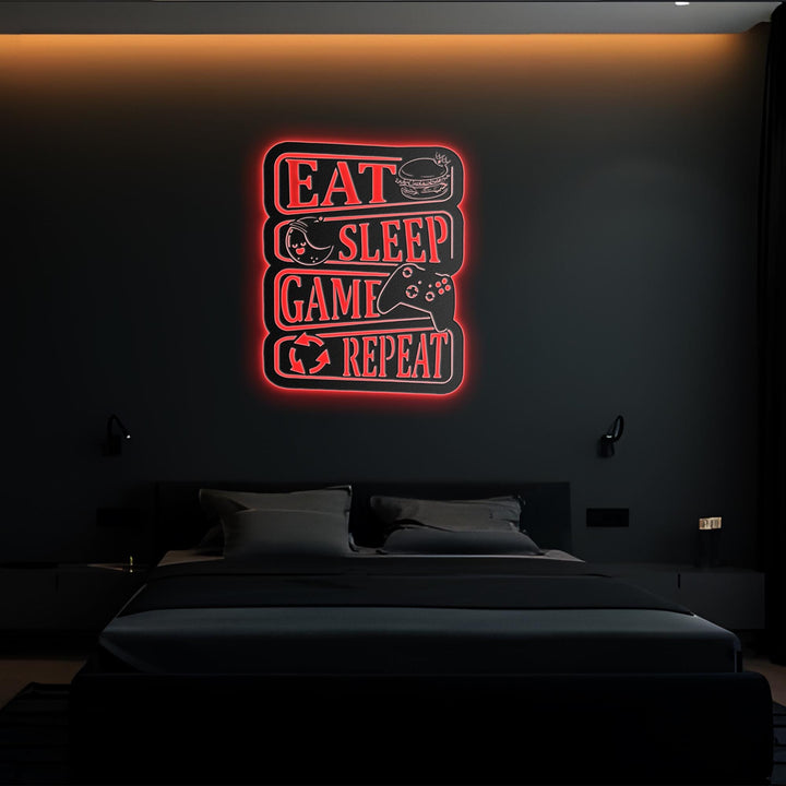 Custom Video Game Metal Sign with Led Light, Game Controller Metal Wall Art, Gamer Name Sign, Game Room Decor, Video Game Art,Boy Room Decor