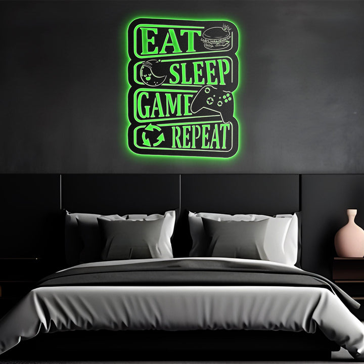 Custom Video Game Metal Sign with Led Light, Game Controller Metal Wall Art, Gamer Name Sign, Game Room Decor, Video Game Art,Boy Room Decor