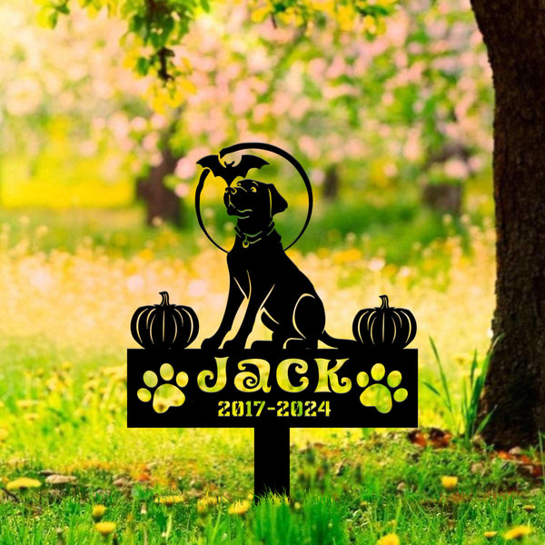 Halloween Personalized Dog Memorial Meal Sign, Pet Grave Marker, Remembrance Stake, Labrador Retriever Sign, Metal Stake, Labrador Retriever