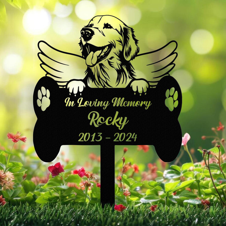 Personalized Dog with Wings Memorial Stake, Custom Dog Metal Garden Stake, Sympathy Sign, Pet Grave Marker, Remembrance Stake, Dog Loss Gift