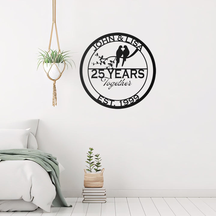 Anniversary Gifts For Parents, Wedding Doves Metal Sign, Wedding Anniversary Gift, Parents Anniversary Gift, Family Monogram Sign