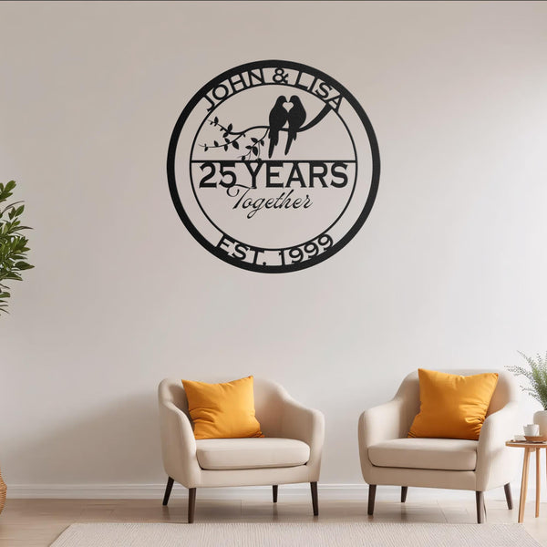 Anniversary Gifts For Parents, Wedding Doves Metal Sign, Wedding Anniversary Gift, Parents Anniversary Gift, Family Monogram Sign