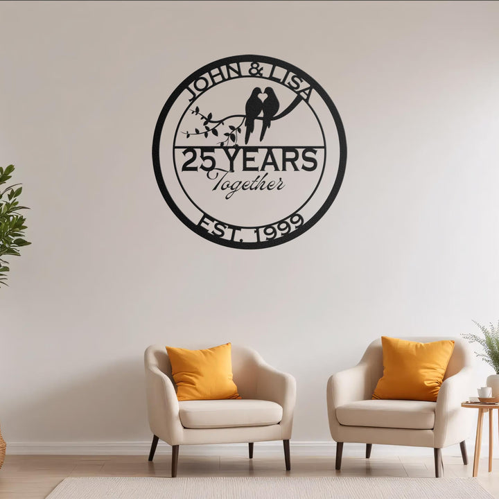 Anniversary Gifts For Parents, Wedding Doves Metal Sign, Wedding Anniversary Gift, Parents Anniversary Gift, Family Monogram Sign