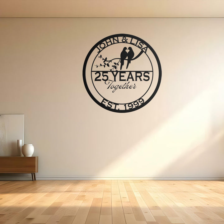 Anniversary Gifts For Parents, Wedding Doves Metal Sign, Wedding Anniversary Gift, Parents Anniversary Gift, Family Monogram Sign