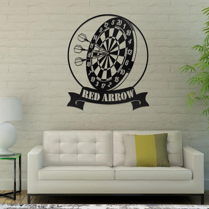 Personalized Dartboard Metal Sign Wall Art With Led Lights, Custom Dart Gamer Name Sign, Game Room Decor, Sport Wall Hanging, Home Decor