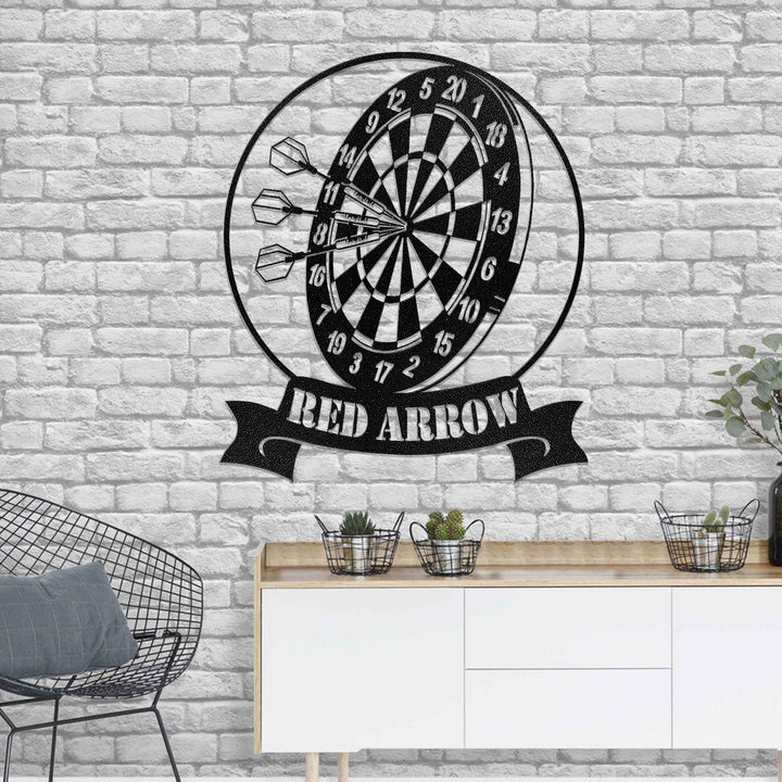 Personalized Dartboard Metal Sign Wall Art With Led Lights, Custom Dart Gamer Name Sign, Game Room Decor, Sport Wall Hanging, Home Decor