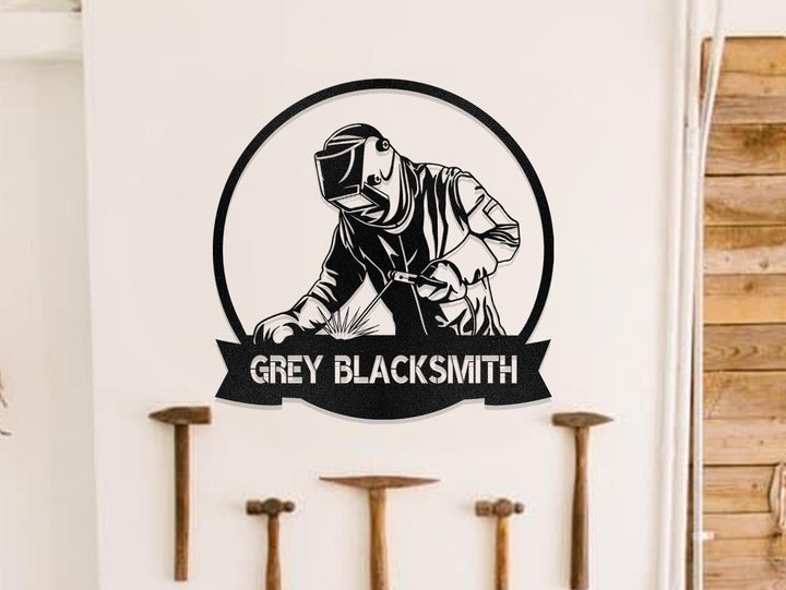 Personalized Blacksmith Metal Sign with LED Lights, Custom Blacksmith Metal Wall Art, Blacksmith Birthday Gift, Father's Day Gift