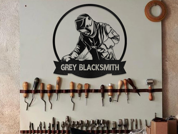 Personalized Blacksmith Metal Sign with LED Lights, Custom Blacksmith Metal Wall Art, Blacksmith Birthday Gift, Father's Day Gift