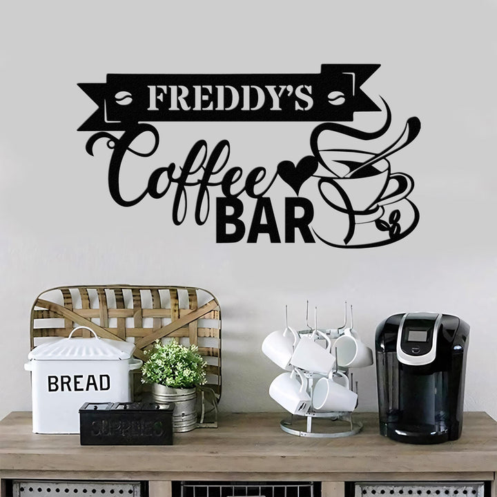 Personalized Coffee Bar Sign,Custom Coffee Name Sign,Coffee Bar Metal Wall Decor,Fresh Brewed Birthday Gift for Him,fathers day,Gift for Mom