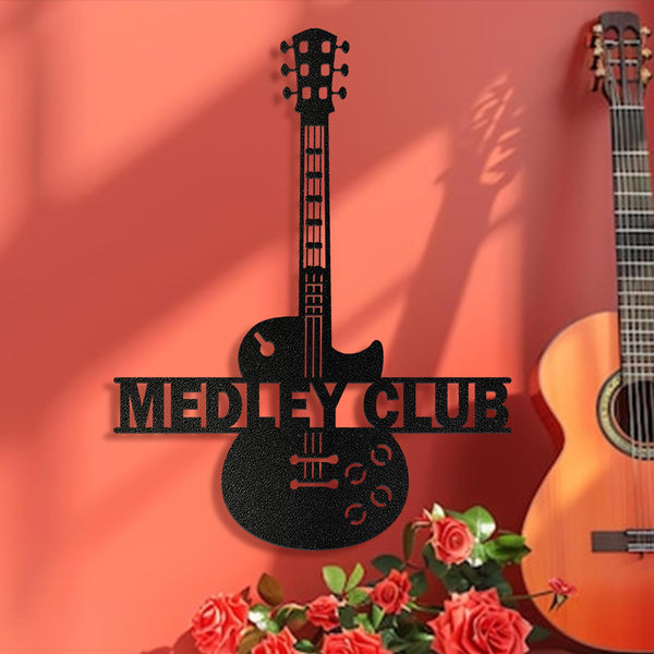 Custom Guitar Player Metal Wall Art LED Light Personalized Guitarist Name Sign Home Decor Music Room Kids Nursery Decoration Birthday Xmas