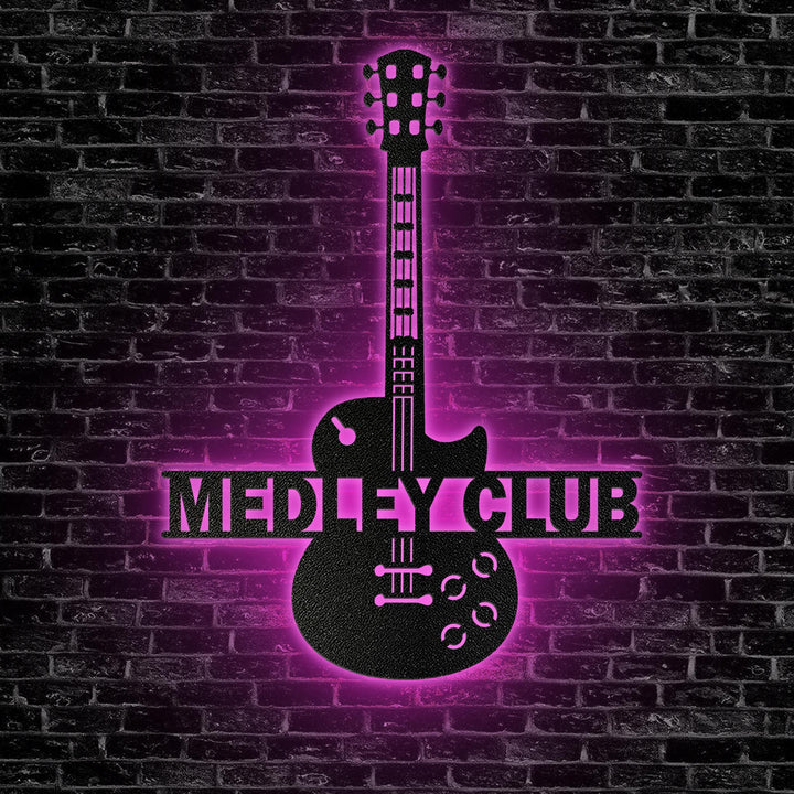 Custom Guitar Player Metal Wall Art LED Light Personalized Guitarist Name Sign Home Decor Music Room Kids Nursery Decoration Birthday Xmas