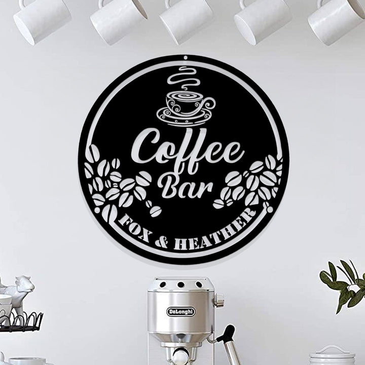 Personalized Coffee Bar Sign,Custom Coffee Name Sign,Coffee Bar Metal Wall Decor,Fresh Brewed Birthday Christmas Gifts,Gift for Dad/Mom