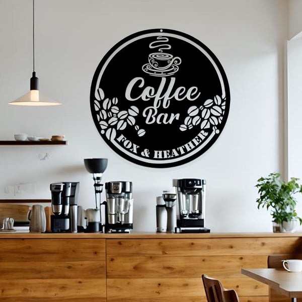 Personalized Coffee Bar Sign,Custom Coffee Name Sign,Coffee Bar Metal Wall Decor,Fresh Brewed Birthday Christmas Gifts,Gift for Dad/Mom