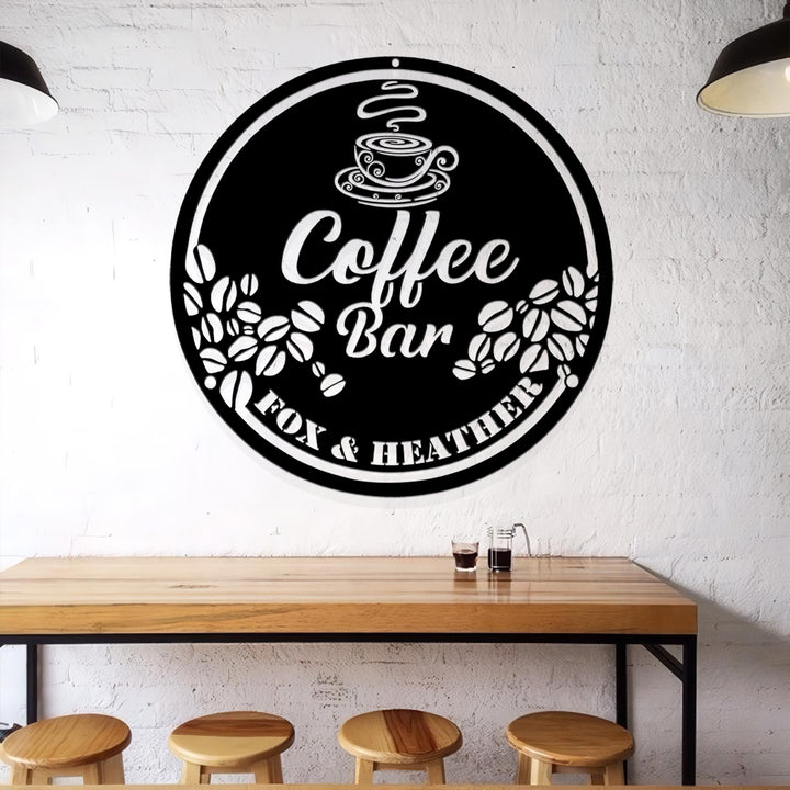 Personalized Coffee Bar Sign,Custom Coffee Name Sign,Coffee Bar Metal Wall Decor,Fresh Brewed Birthday Christmas Gifts,Gift for Dad/Mom