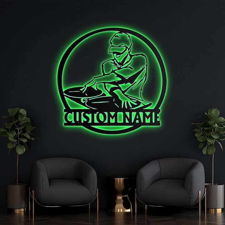 Custom DJ Metal Wall Art With Led Lights, Personalized DJ Name Sign, Music Lovers Gift, Music Club Decor, Bar Decor, Home Decor