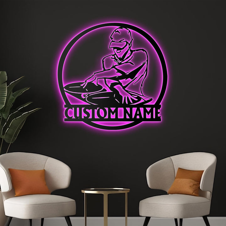 Custom DJ Metal Wall Art With Led Lights, Personalized DJ Name Sign, Music Lovers Gift, Music Club Decor, Bar Decor, Home Decor