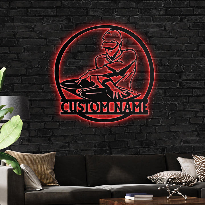 Custom DJ Metal Wall Art With Led Lights, Personalized DJ Name Sign, Music Lovers Gift, Music Club Decor, Bar Decor, Home Decor