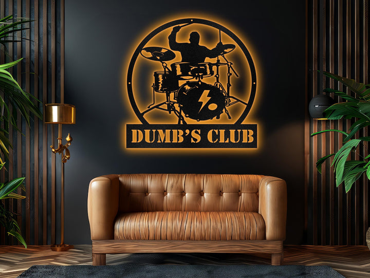 Custom Drum Metal Sign With LED Lights, Personalized Drummer Name Sign, Music Decor, Gift for Musician, Drummer Metal Sign,Drummer Neon Sign
