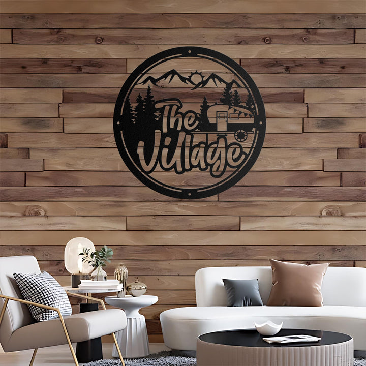 Custom Campsite Sign With Family Name Outdoor Wall Art For Camper Or RV Personalized Gift For Campsite Metal Art Decor With Last Name