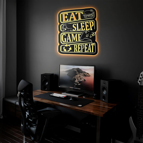 Custom Video Game Metal Sign with Led Light, Game Controller Metal Wall Art, Gamer Name Sign, Game Room Decor, Video Game Art,Boy Room Decor
