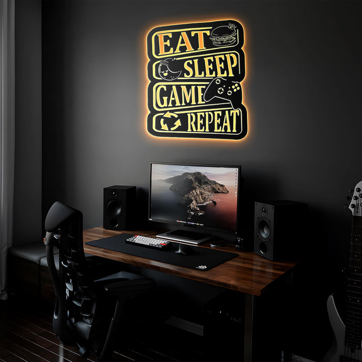 Custom Video Game Metal Sign with Led Light, Game Controller Metal Wall Art, Gamer Name Sign, Game Room Decor, Video Game Art,Boy Room Decor