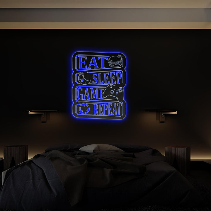 Custom Video Game Metal Sign with Led Light, Game Controller Metal Wall Art, Gamer Name Sign, Game Room Decor, Video Game Art,Boy Room Decor