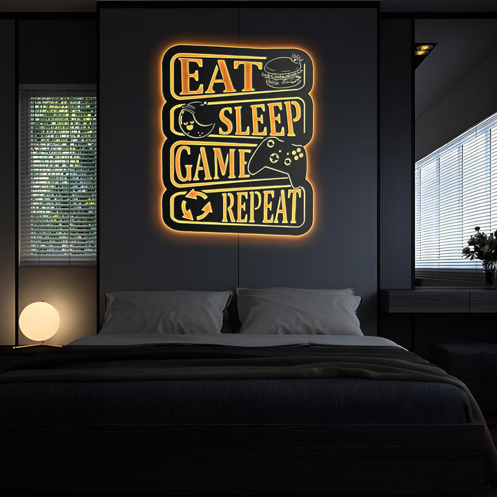 Custom Video Game Metal Sign with Led Light, Game Controller Metal Wall Art, Gamer Name Sign, Game Room Decor, Video Game Art,Boy Room Decor