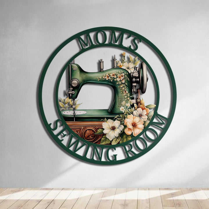 Custom Sewing Room Metal Sign, Craft Room Decor, Sewing Machine With Flower Sign Personalized, Sewing Room Plaque, Mother's Day Gift