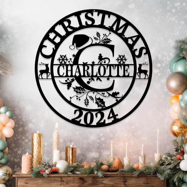 Metal Christmas Letter Monogram with Name, Christmas Letter Monogram, Christmas Gift, Letter Monogram, Family Name Sign, Christmas Alphabet