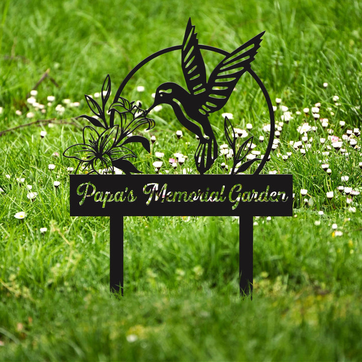 Custom Hummingbird Metal Garden Decor, Bird with Stakes Garden Sign,Flower Design Personalized Garden Sign,Custom Garden Name Sign,Home Gift