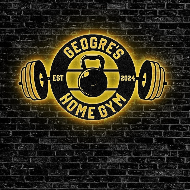 Personalized Home Gym LED Metal Art Sign, Light up Gym Name Metal Sign, Multi Color Home Gym Art, Metal Fitness Wall Art. Gym's House Gifts.