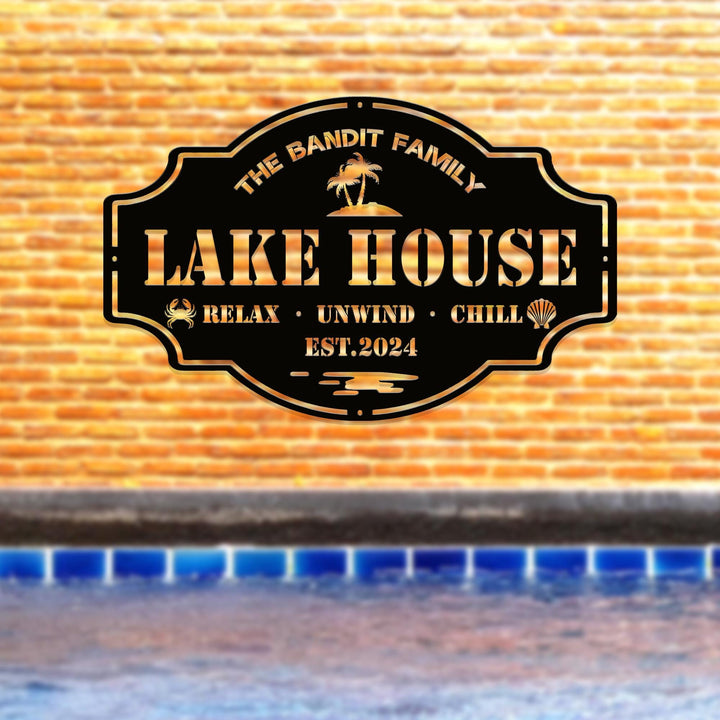 Lakehouse Sign,Personalized Custom Metal Sign,Lakehouse Gift,Lakehouse Decor,Custom Family Name Sign,Outdoor Metal Sign,Christmas Gift