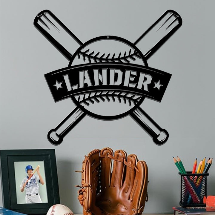 Custom Baseball Bat Metal Sign with LED Lights, Baseball Name Sign, Baseball Lover, Sport Room Decor, Kids Nursery Room Decor, Gift for Him