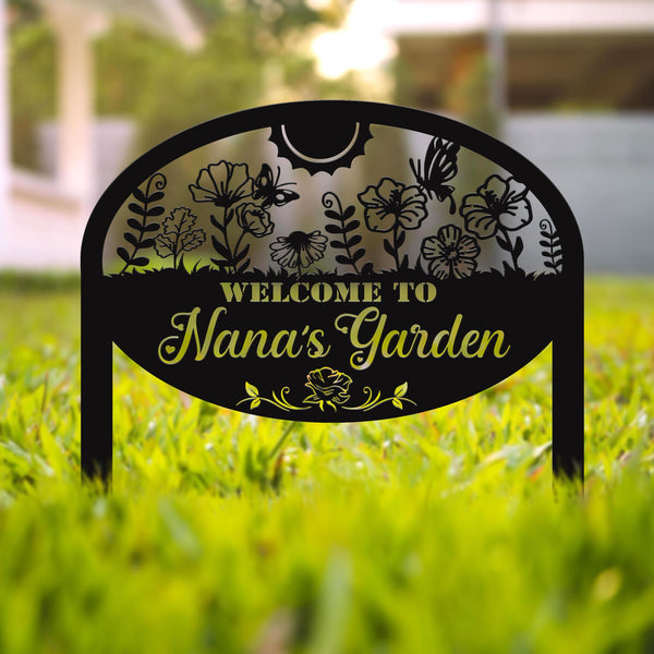 Custom Garden Sign Personalized Garden Name Sign Metal Garden Sign for Outdoor Yard Sign Garden Decor Stakes, Lawn Signs, Flower Sign Plaque