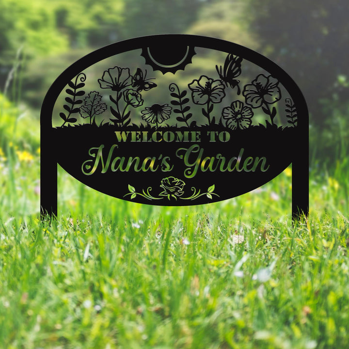 Custom Garden Sign Personalized Garden Name Sign Metal Garden Sign for Outdoor Yard Sign Garden Decor Stakes, Lawn Signs, Flower Sign Plaque