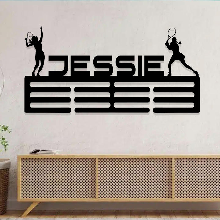 Custom Name Tennis Medal Hanger with Led Light, Medal Holder Display Rack for Awards and Ribbons, Tiered Award Rack, Sports Medal Hanger