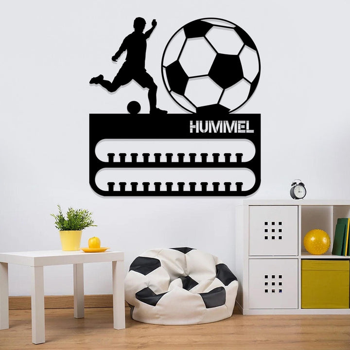 Custom Name Soccer Medal Hanger with Led Light, Soccer Team Gift Decor, Medal Holder Display Rack for Awards and Ribbons, Tiered Award Rack