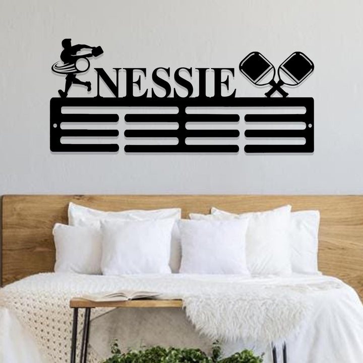 Custom Pickleball Medal Hanger Metal Wall Art LED Light, Pickle Ball Medal Holder Metal Sign, Pickleball Metal Light, Club Metal Wall Decor