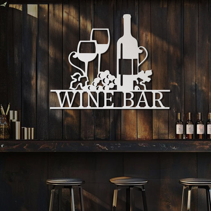 Custom Wine & Grapes Bar Metal Sign with Led Lights, Wine Bar Pub Metal Wall Art, Personalized Alcohol Drinking Name Sign, Decor Wine Shop