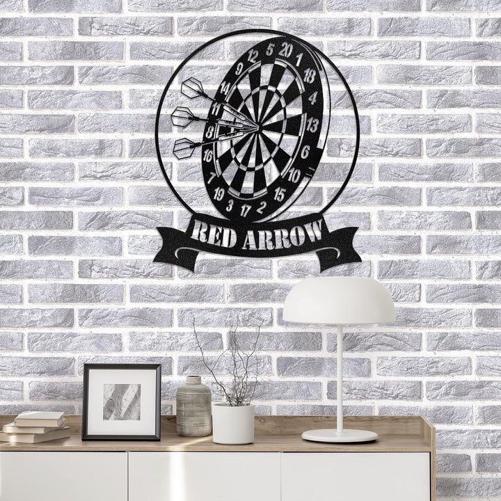Personalized Dartboard Metal Sign Wall Art With Led Lights, Custom Dart Gamer Name Sign, Game Room Decor, Sport Wall Hanging, Home Decor