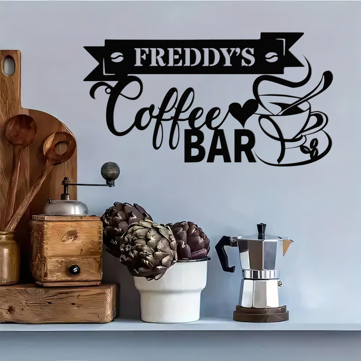 Personalized Coffee Bar Sign,Custom Coffee Name Sign,Coffee Bar Metal Wall Decor,Fresh Brewed Birthday Gift for Him,fathers day,Gift for Mom