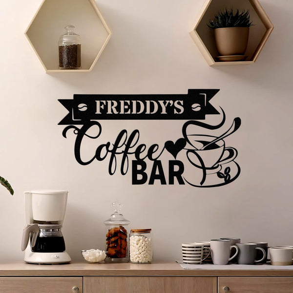 Personalized Coffee Bar Sign,Custom Coffee Name Sign,Coffee Bar Metal Wall Decor,Fresh Brewed Birthday Gift for Him,fathers day,Gift for Mom