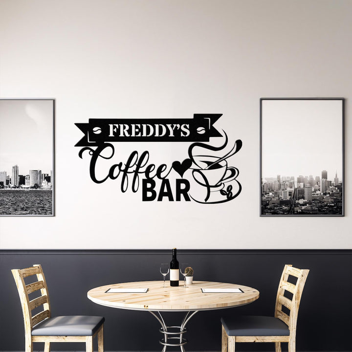 Personalized Coffee Bar Sign,Custom Coffee Name Sign,Coffee Bar Metal Wall Decor,Fresh Brewed Birthday Gift for Him,fathers day,Gift for Mom