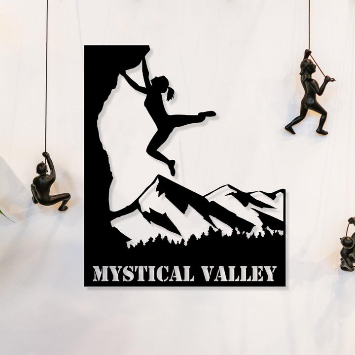 Custom Rock Climbing Metal Wall Art LED Light Personalized Rock Climber Name Sign Home Decor Mountain Climbing Man Cave Decoration Birthday