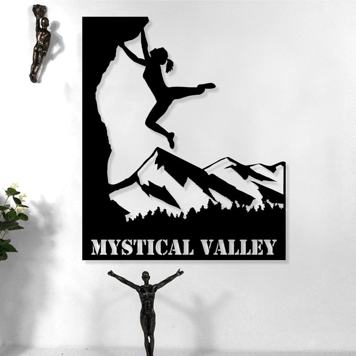 Custom Rock Climbing Metal Wall Art LED Light Personalized Rock Climber Name Sign Home Decor Mountain Climbing Man Cave Decoration Birthday