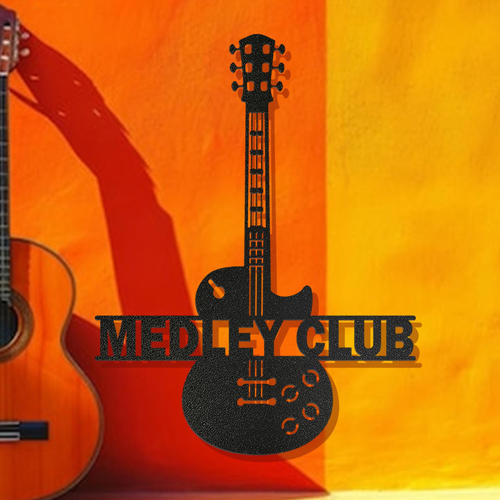 Custom Guitar Player Metal Wall Art LED Light Personalized Guitarist Name Sign Home Decor Music Room Kids Nursery Decoration Birthday Xmas