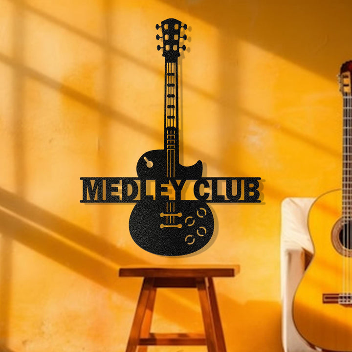 Custom Guitar Player Metal Wall Art LED Light Personalized Guitarist Name Sign Home Decor Music Room Kids Nursery Decoration Birthday Xmas